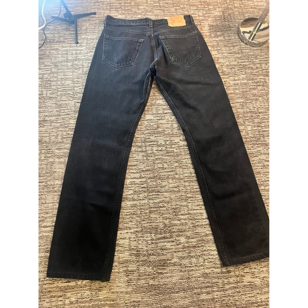 Levis 501 Original Fit Straight Leg Jeans Faded Black Denim Button Fly Pants